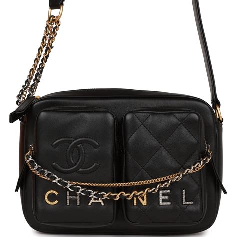 Chanel Small Camera Bag Black Calfskin Mixed Metal 